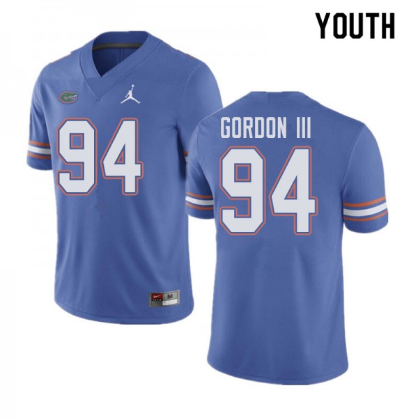Jordan Brand Youth #94 Moses Gordon III Florida Gators College Football Jersey Blue